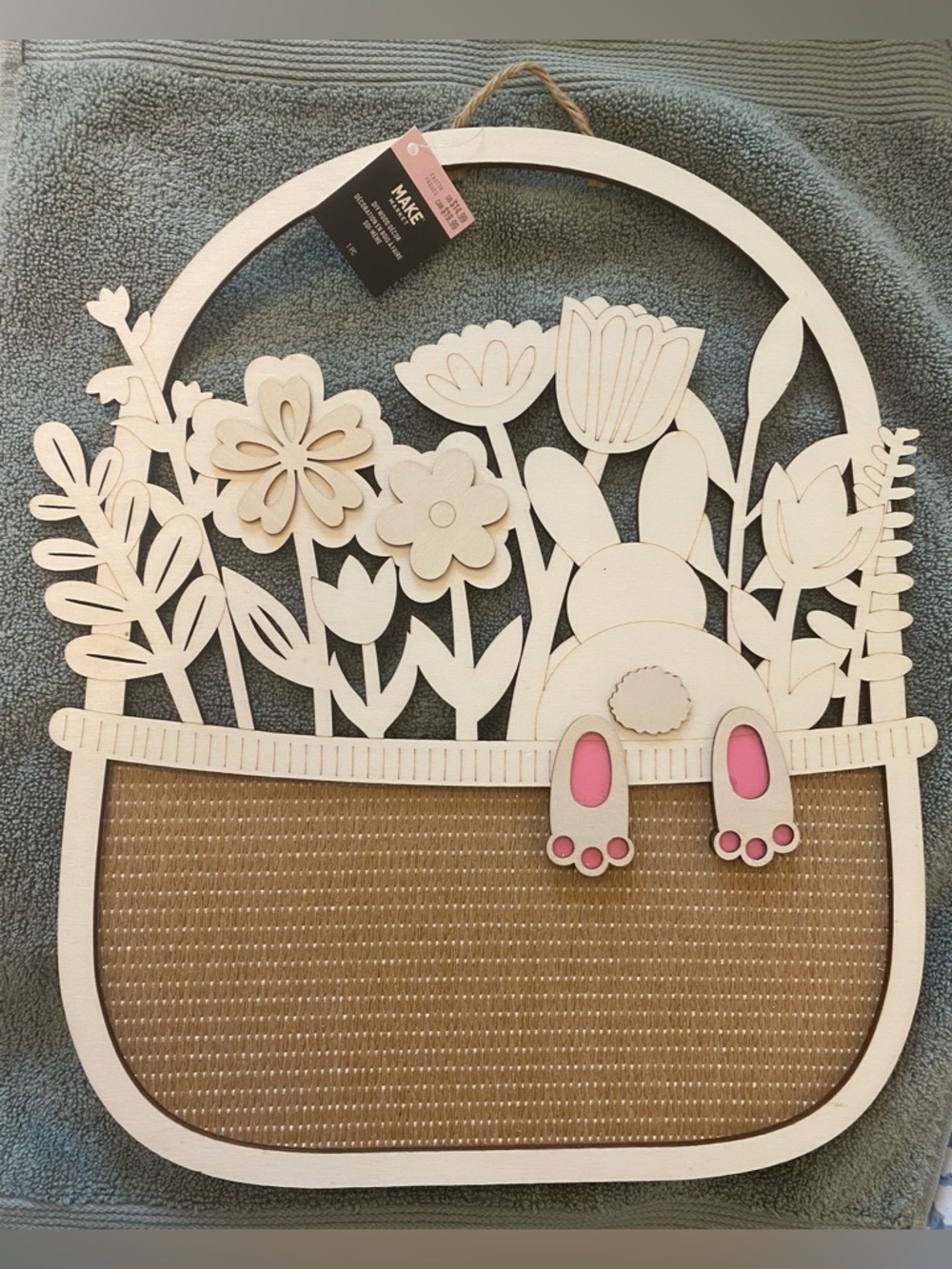 Makers Market Wood Easter Tag with Pink Accent